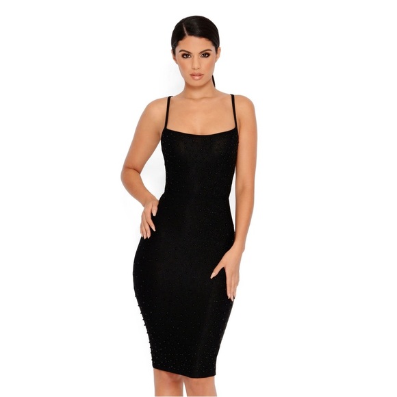Oh Polly Dresses & Skirts - Oh Polly Bead To Know Embellished Midi Dress in Black Size 8